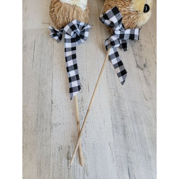 Bristle easter bunny head pick set bow plaid rabbit - Picture 2 of 10